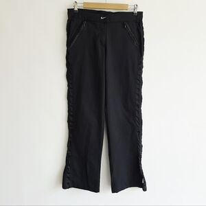 Nike Black Track Pants With Satin Stripes And Zipper on Ankles Women's Size M